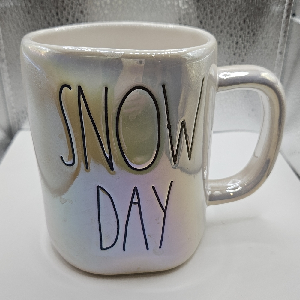 Rae Dunn Iridescent White Snow Day Mug